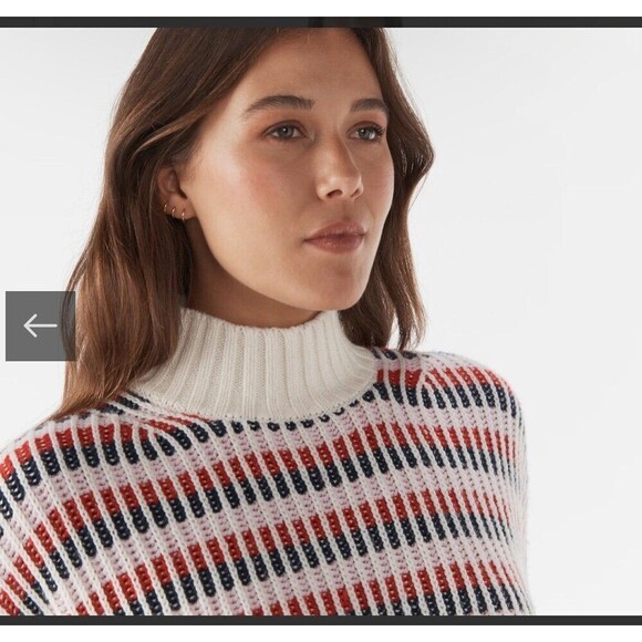 Tommy Jeans Women's Multi Plaited Sweater Wool Blend White/Multi Size M NWT - Picture 2 of 12